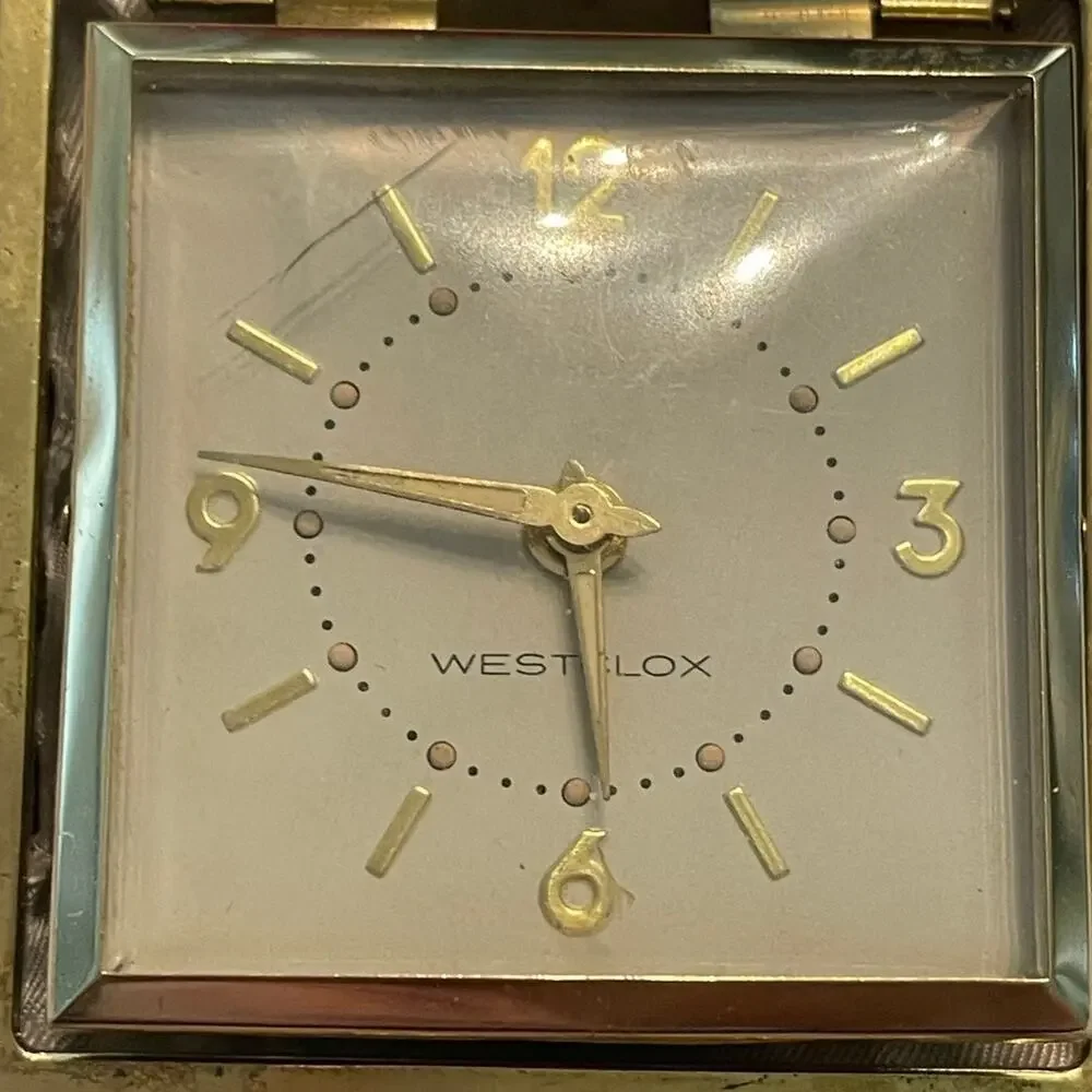 Vintage Westclox portable travel clock and alarm works!! 2-1/4